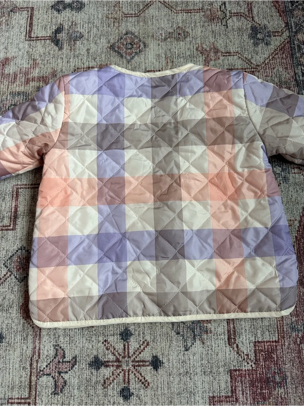 H&M 12M Girls Quilted Plaid Lightweight Button Up Jacket